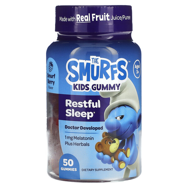 Kids Gummy, Restful Sleep, Ages 3+, Berry, 50 Gummies The Smurfs