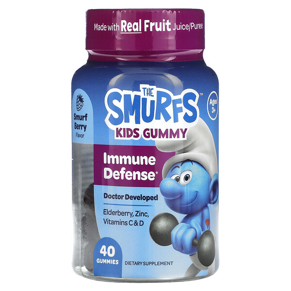 Kids Gummy, Immune Defense, Ages 3+, Berry, 40 Gummies The Smurfs