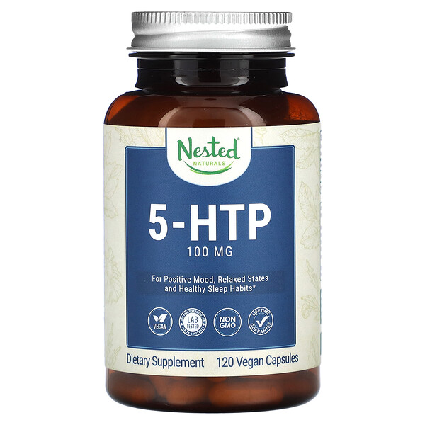 5-HTP, 100 мг, 120 веганских капсул Nested Naturals