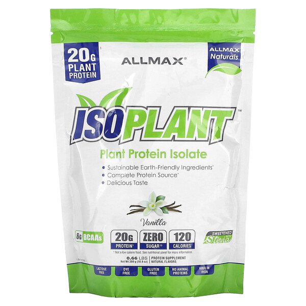 Isoplant, Изолят растительного белка, ваниль, 10,6 унции (300 г) ALLMAX