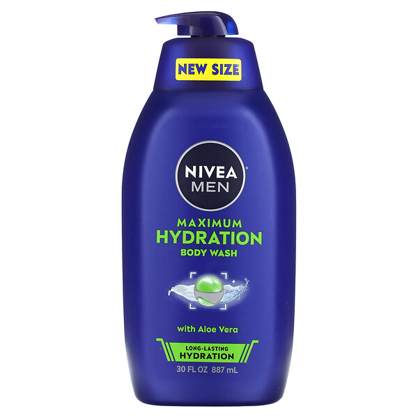 Men, Maximum Hydration Body Wash with Aloe Vera, 30 fl oz (887 ml) Nivea