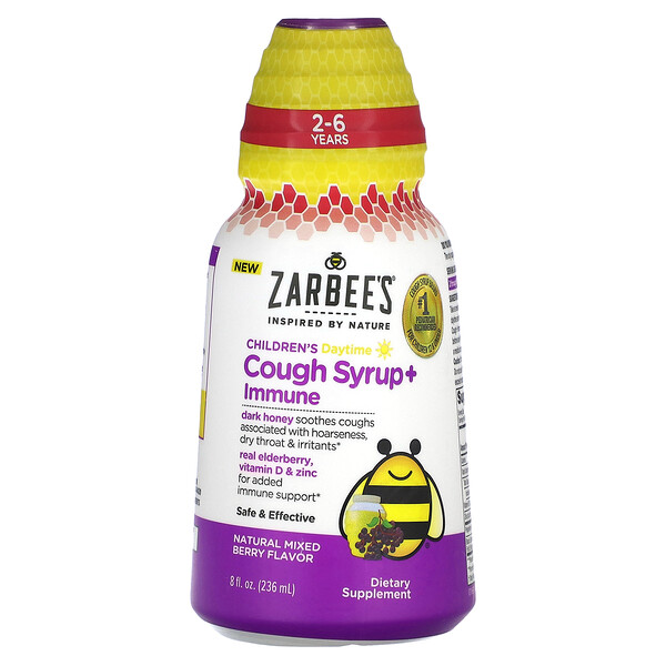 Children's Daytime Cough Syrup + Immune, 2-6 Years, Natural Mixed Berry, 8 fl oz (236 ml) Zarbee's