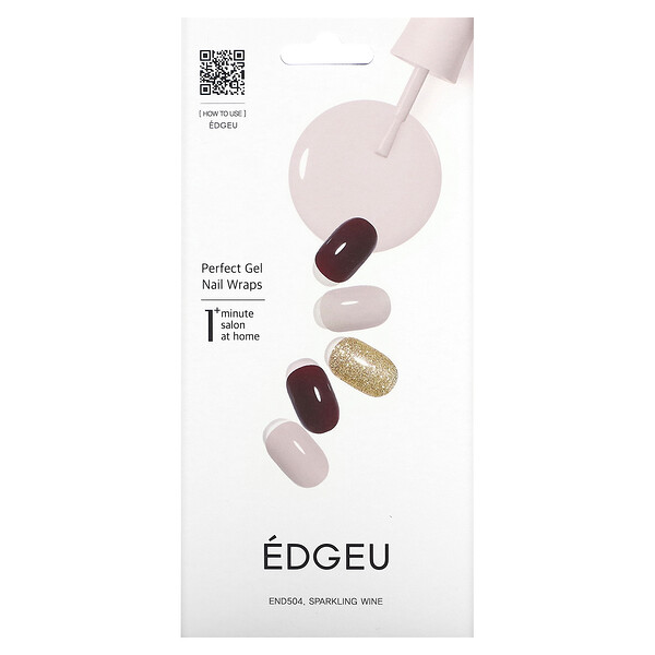 Гелевые обертывания для ногтей Perfect, END504, игристое вино, набор из 16 полосок Edgeu