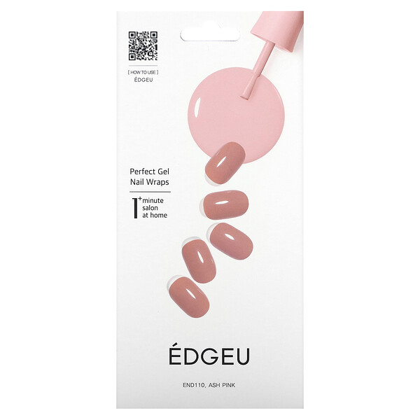 Гелевые обертывания для ногтей Perfect, END110, пепельно-розовые, набор из 16 полосок Edgeu