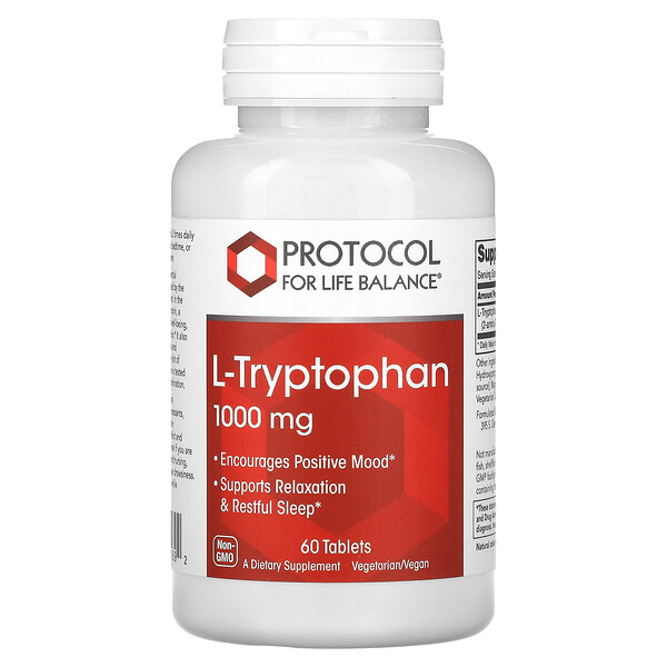 L-Tryptophan - 1000 мг - 60 таблеток - Protocol for Life Balance Protocol for Life Balance