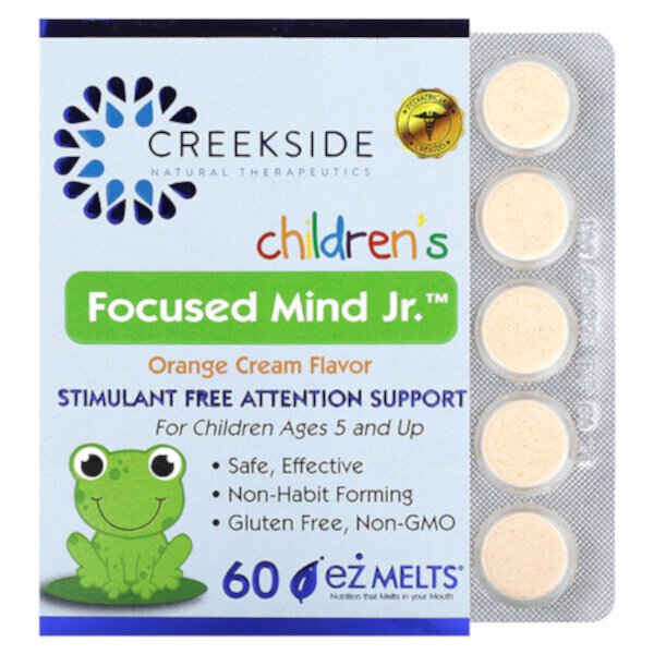 Children's Focused Mind Jr, Апельсиновый крем, 60 таблеток EZ-Melt Creekside Natural Therapeutics