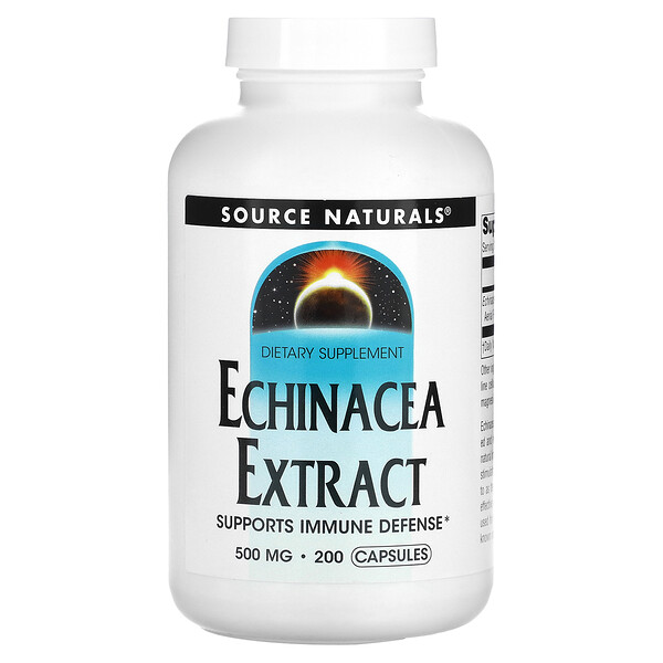 Экстракт эхинацеи, 500 мг, 200 капсул Source Naturals