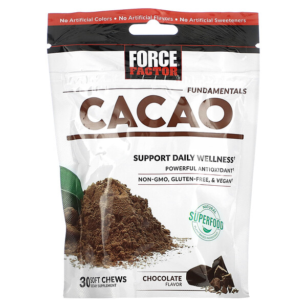 Fundamentals, Какао, шоколад, 30 мягких жевательных конфет Force Factor