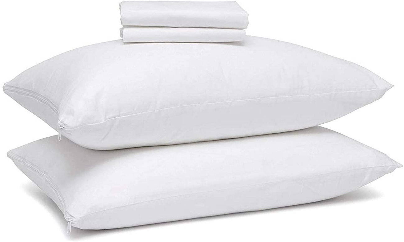 Zippered Pillow Protector 2 Pack White Right Choice Bedding