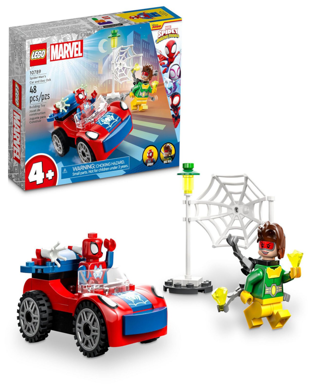 Набор игрушек Marvel 10789 «Машина Человека-паука и Дока Ока» с минифигурками Спайди и Дока Ока Lego