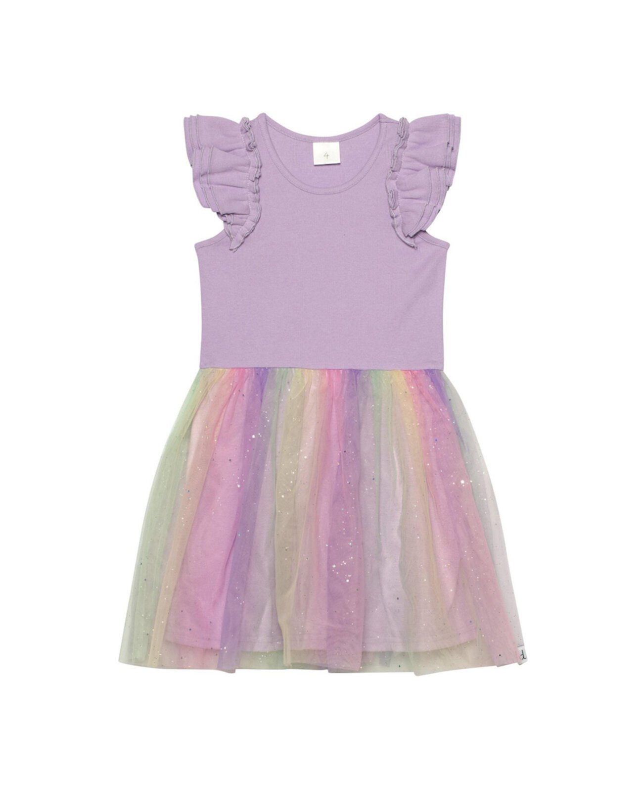 Сарафан Deux par Deux Для девочек Girl Short Sleeve Dress With Rainbow Tulle Skirt Lilac Deux par Deux