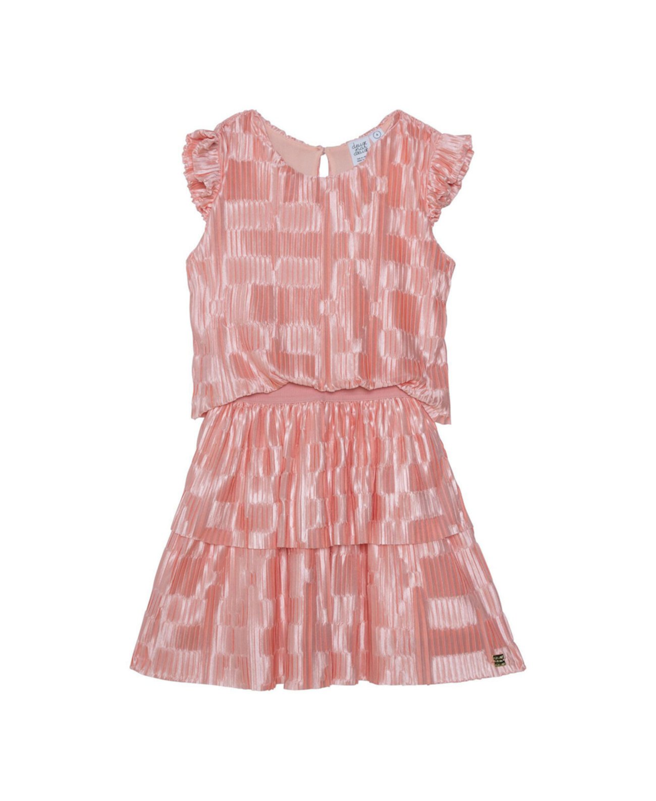 Сарафан Deux par Deux Для девочек Girl Short Sleeve Layered Dress Silver Pink - Child Deux par Deux