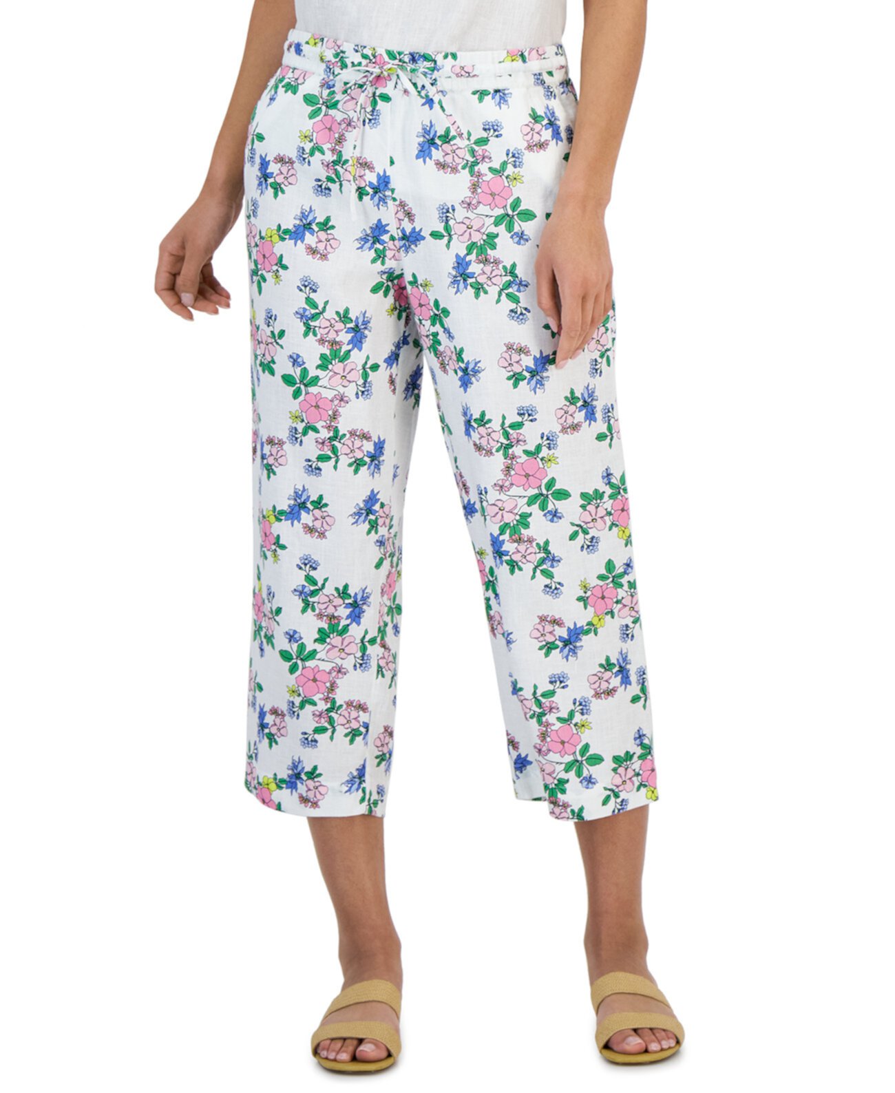 Женские льняные укороченные брюки с цветочным принтом, созданные для Macy's Charter Club