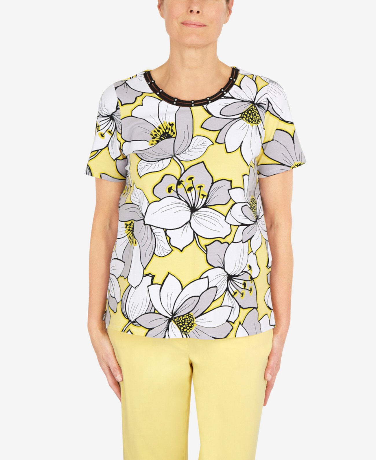 Женская футболка Summer in The City с круглым вырезом и двойным ремешком с цветочным принтом Alfred Dunner
