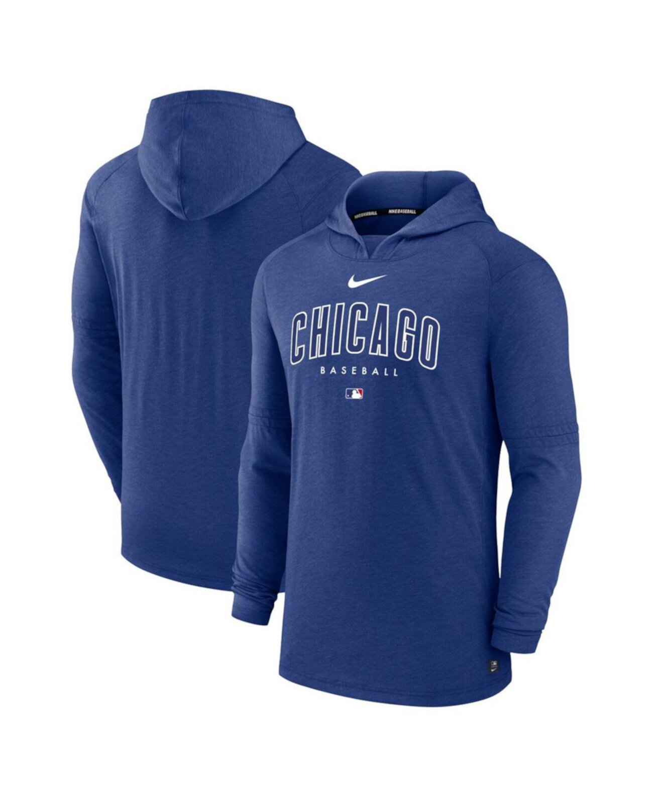 Мужская худи Heather Royal Chicago Cubs Authentic Collection Early Work Tri-Blend Performance Pullover Hoodie Nike