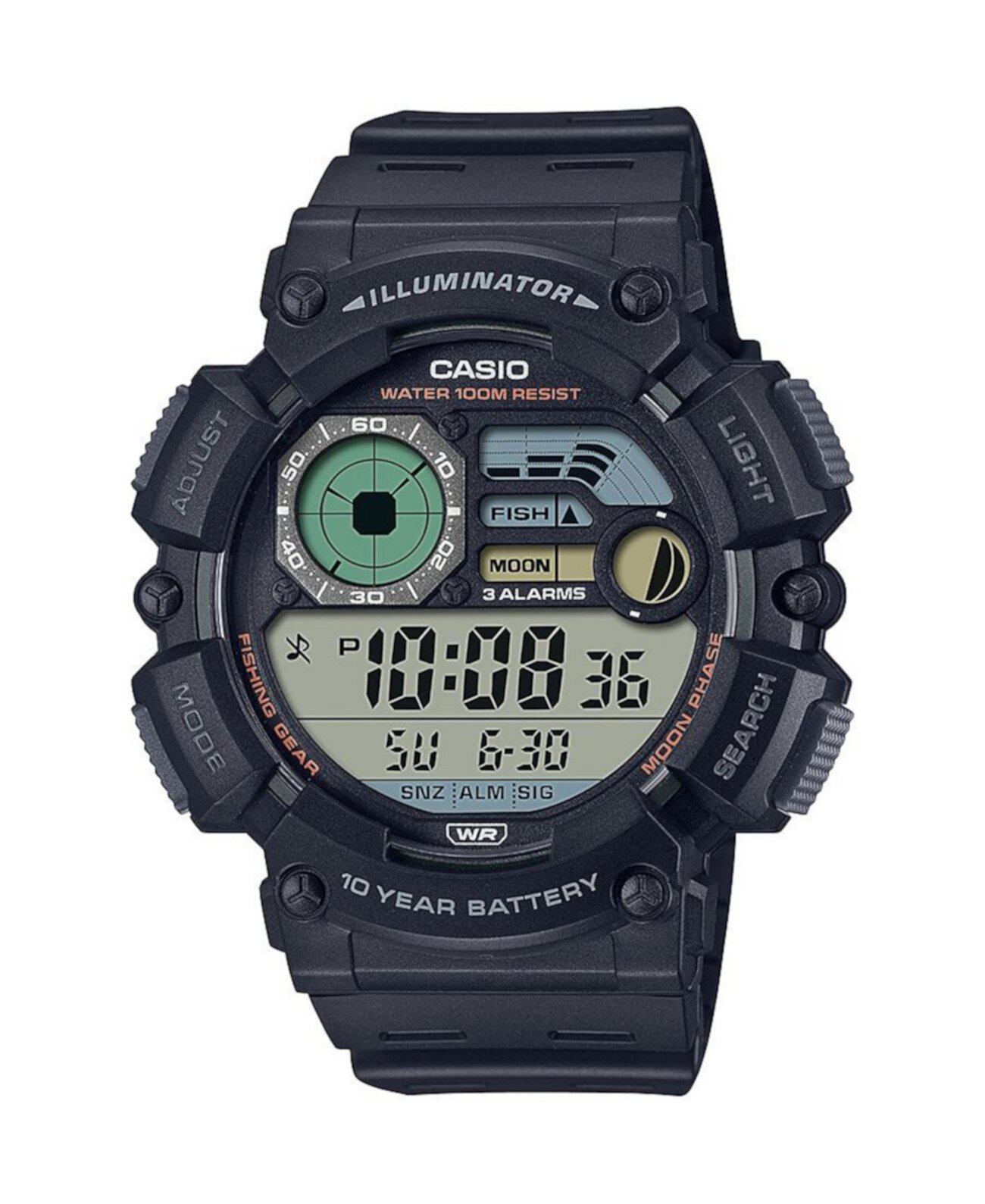 Мужские цифровые часы из полимера черного цвета 50,1 мм, WS1500H-1AV Casio