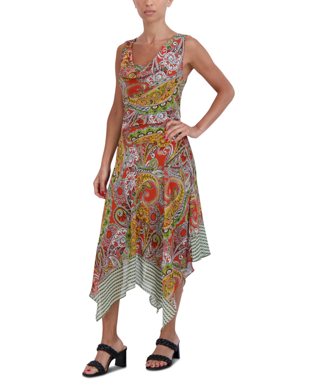 Женское платье миди с асимметричным подолом и принтом пейсли Robbie Bee