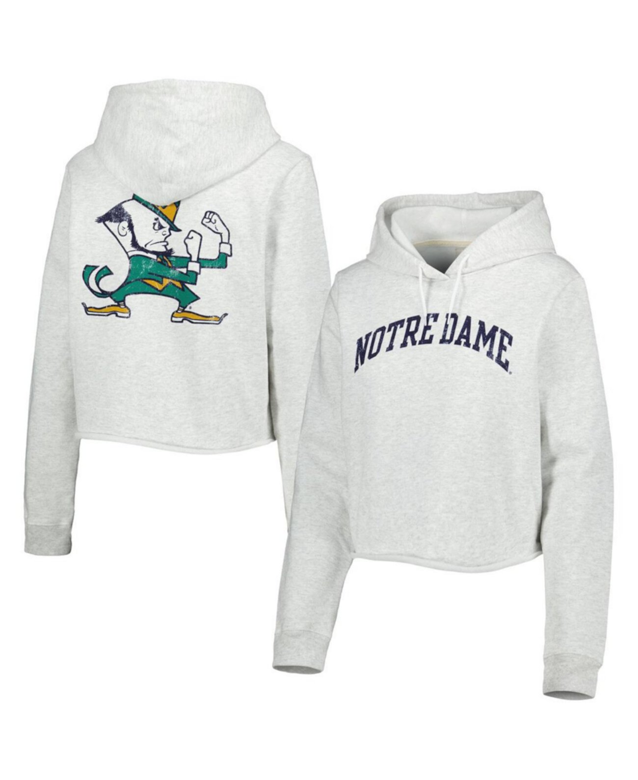 Женский укороченный пуловер с капюшоном Ash Notre Dame Fighting Irish 2-Hit 1636 League Collegiate Wear
