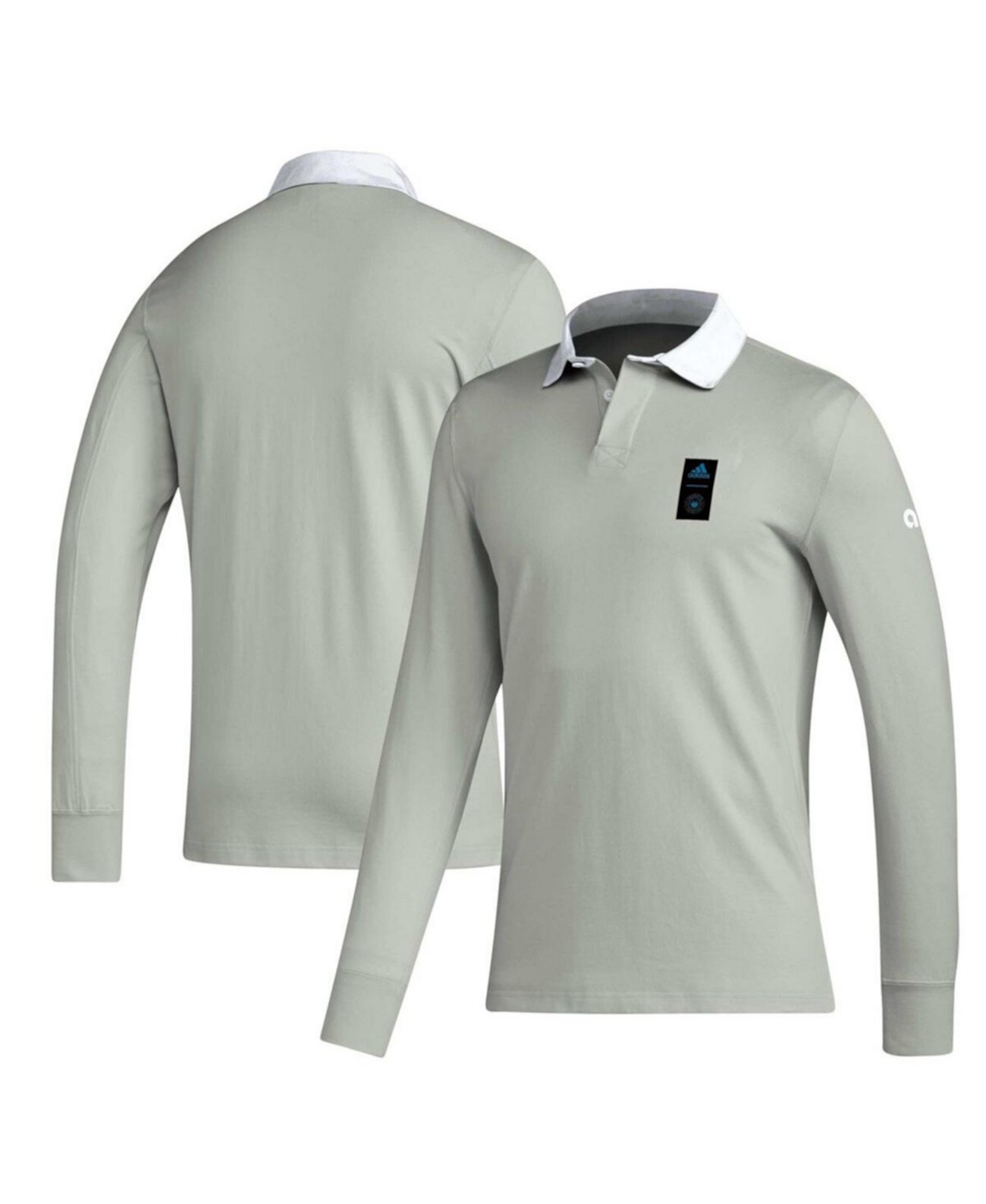 Мужская серая рубашка-поло 2023 Player Charlotte FC Travel с длинным рукавом Adidas