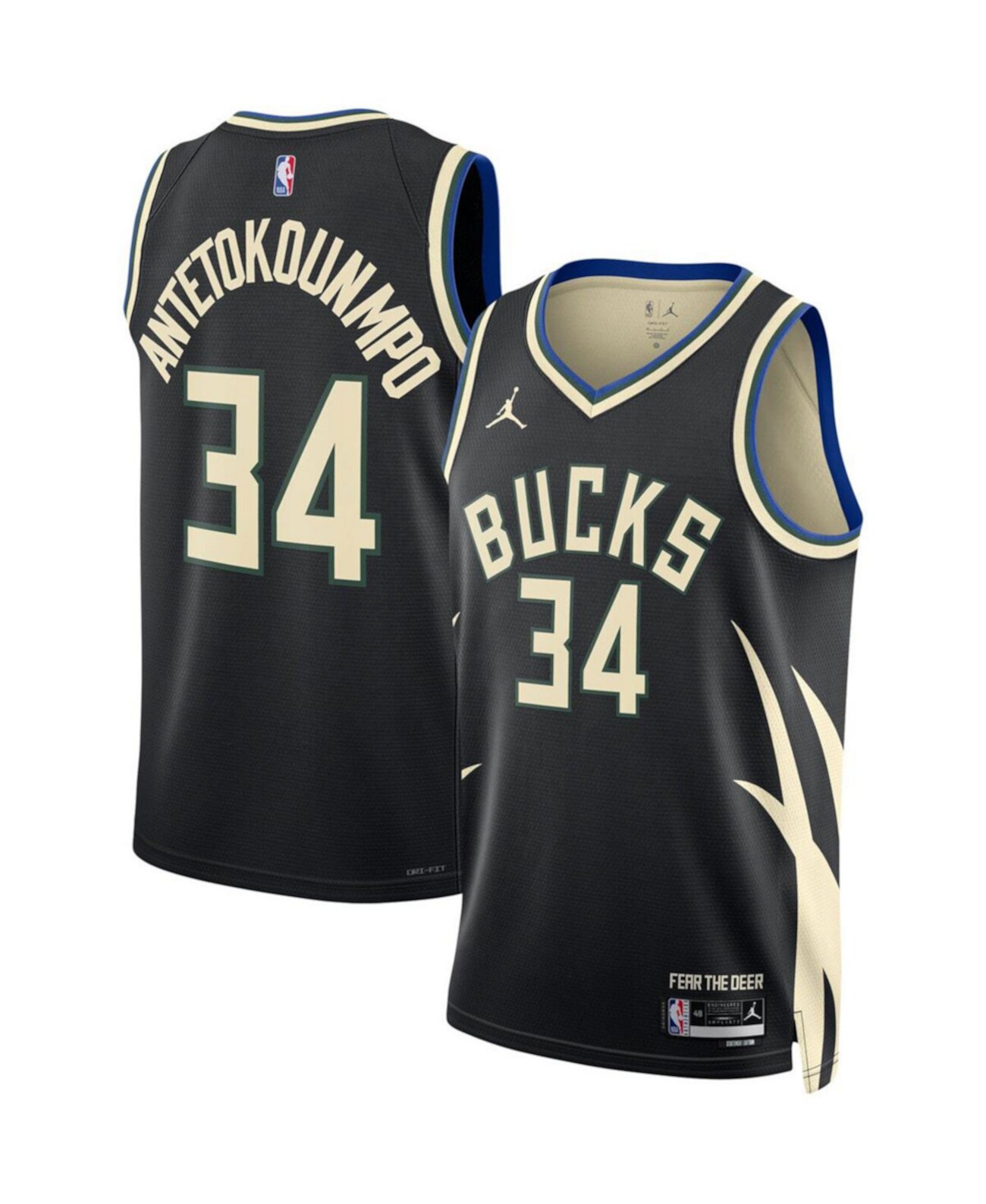 Мужской бренд Giannis Antetokounmpo Black Milwaukee Bucks 2022/23 Statement Edition Swingman Jersey Jordan