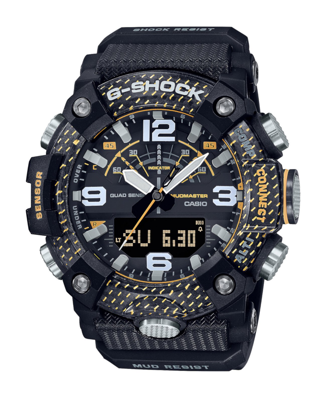 Мужские цифровые часы Master of G, черные и желтые, полимерные, 51,3 мм, GGB100Y-1A G-Shock