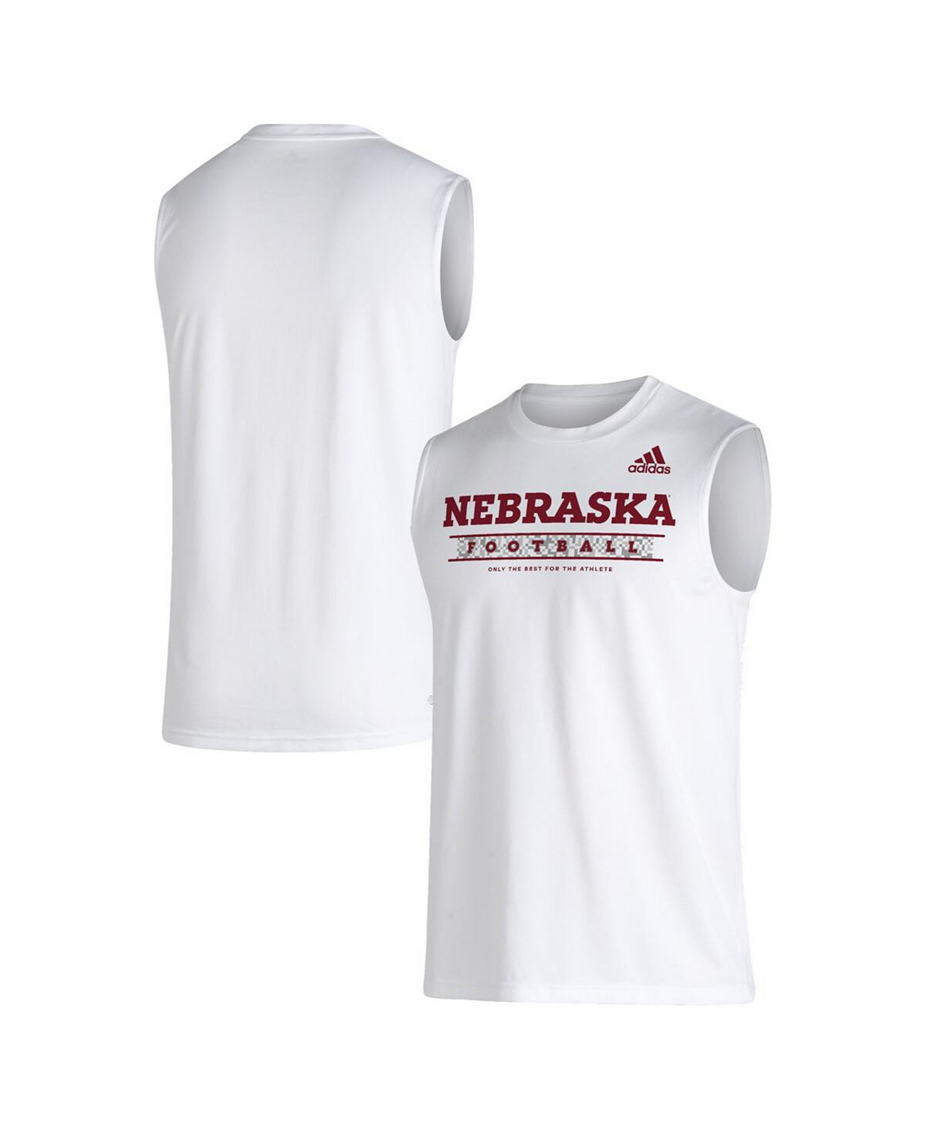 Мужская белая футболка без рукавов Nebraska Huskers Sideline Football Locker Creator AEROREADY Adidas