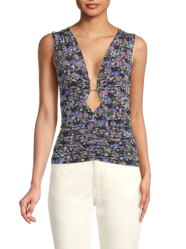 Floral Plunging Ruched Top Isabel Marant