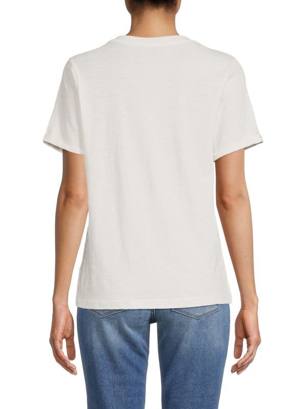 Хлопковая футболка с V-образным вырезом Saks Fifth Avenue