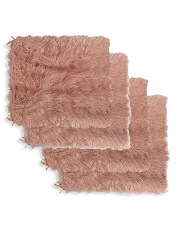 4-Piece Laredo Faux Fur Seat Cushion Set Luxe Faux Fur