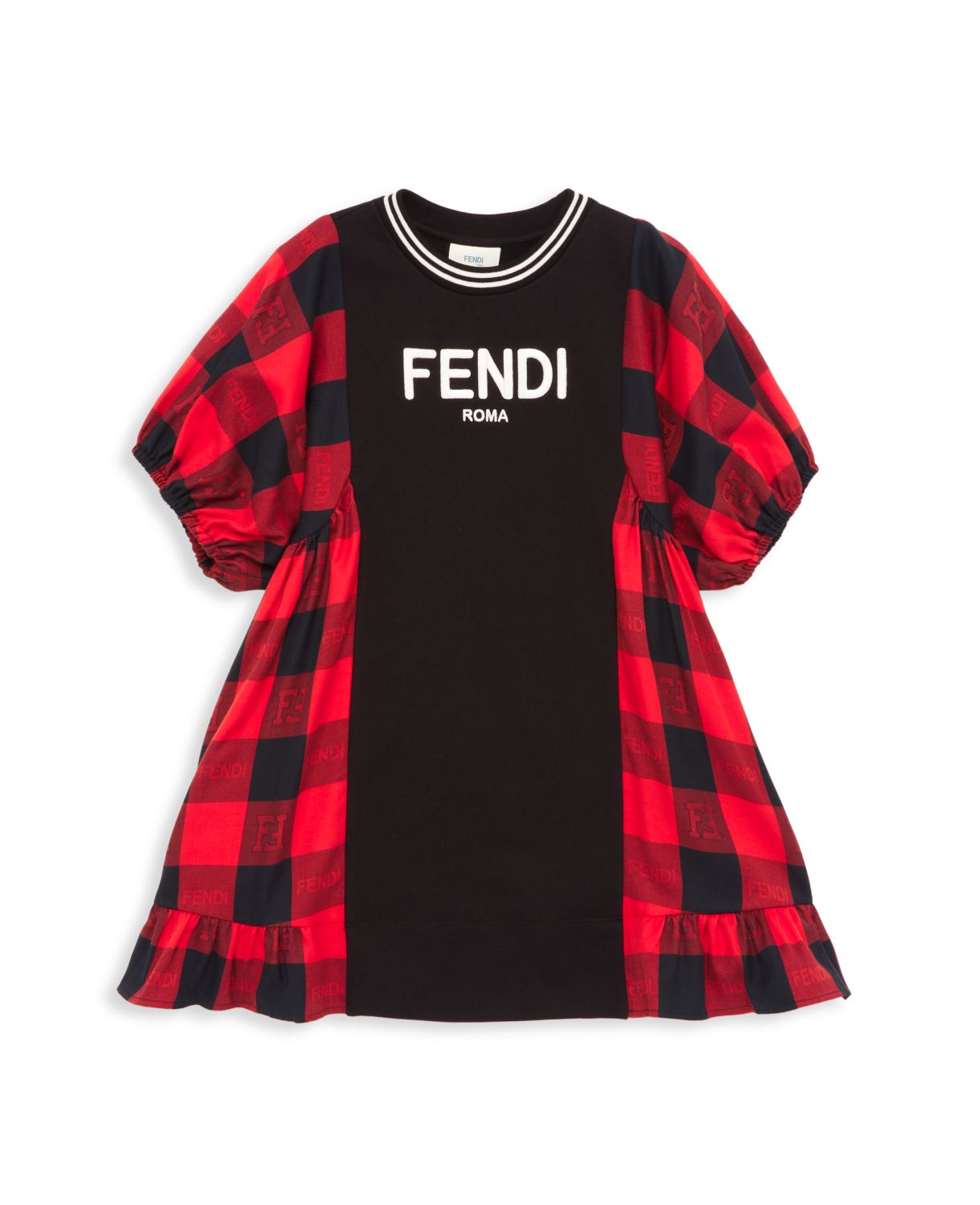 Маленькая девочка &amp;amp; Платье для девочки в клетку Buffalo с логотипом FENDI