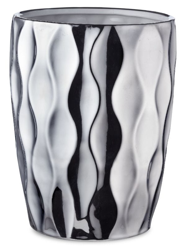 Silver Wave Ceramic Waste Basket Roselli