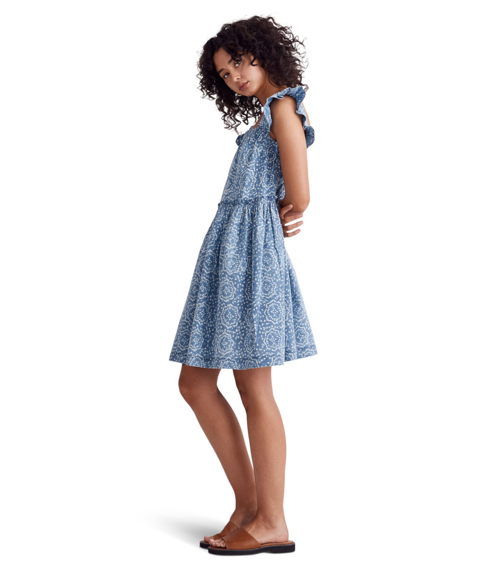 Простое мини-платье Marnay с короткими рукавами и квадратным вырезом с развевающимися рукавами Madewell