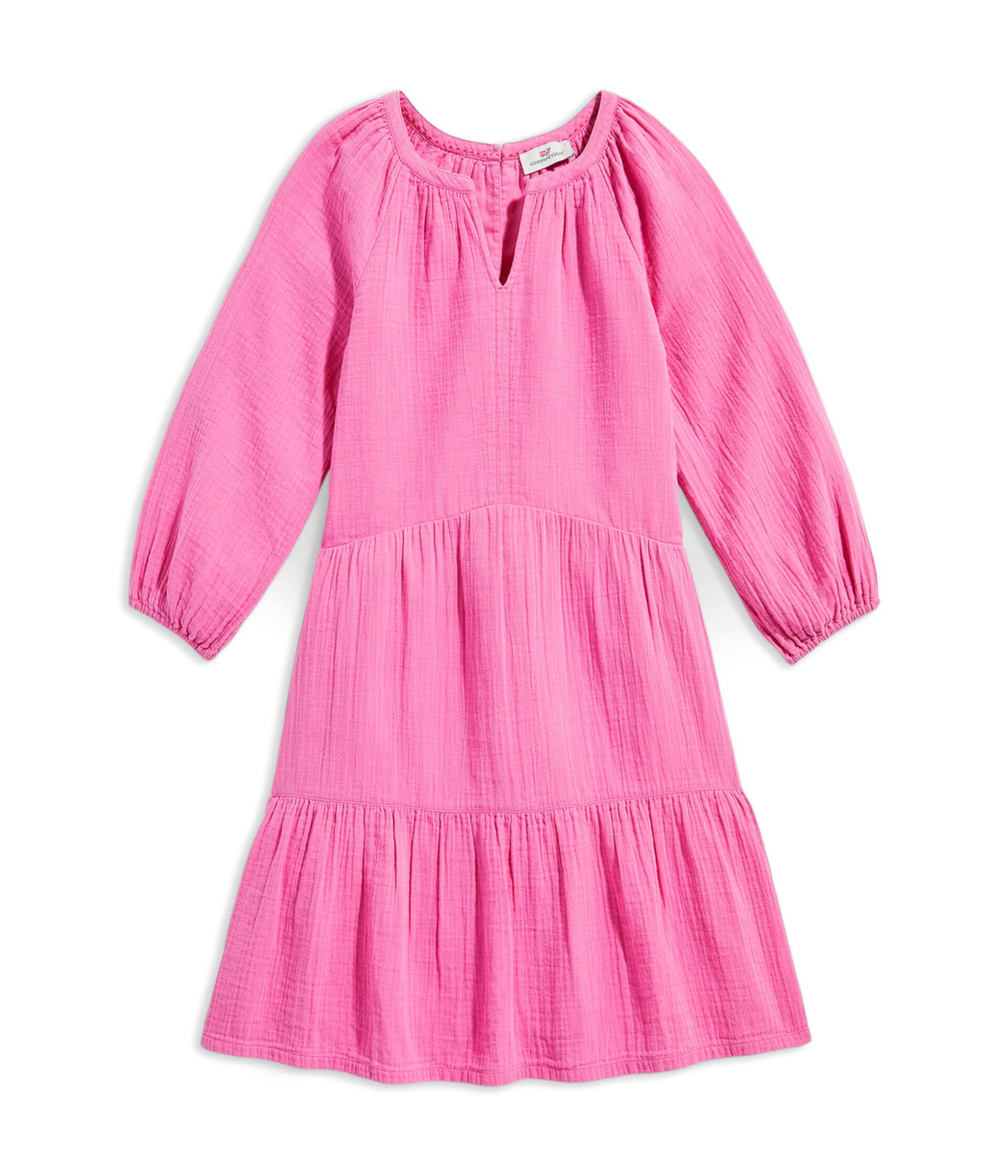 Многоярусное платье из двойной марли (для малышей/маленьких детей/больших детей) Vineyard Vines Kids
