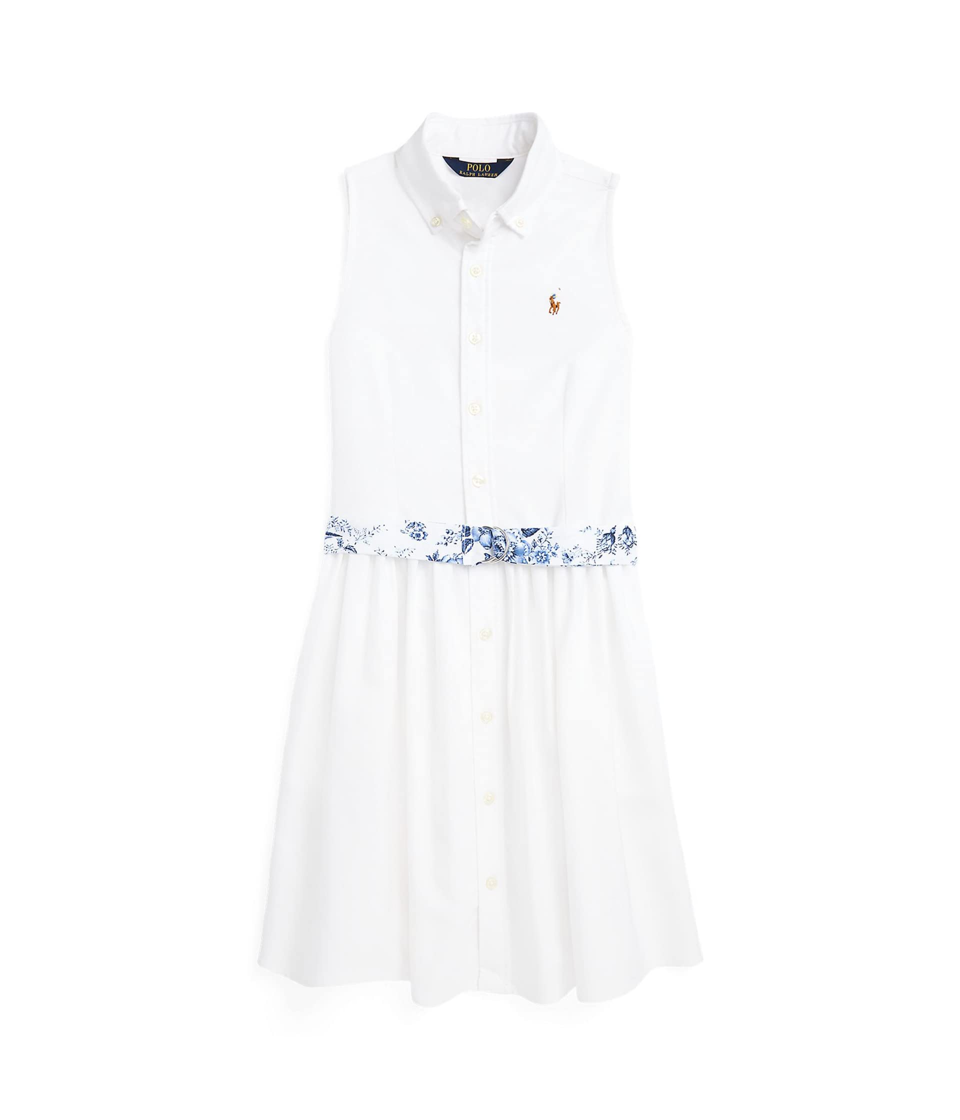 Хлопковое платье-рубашка с поясом (для больших детей) Polo Ralph Lauren