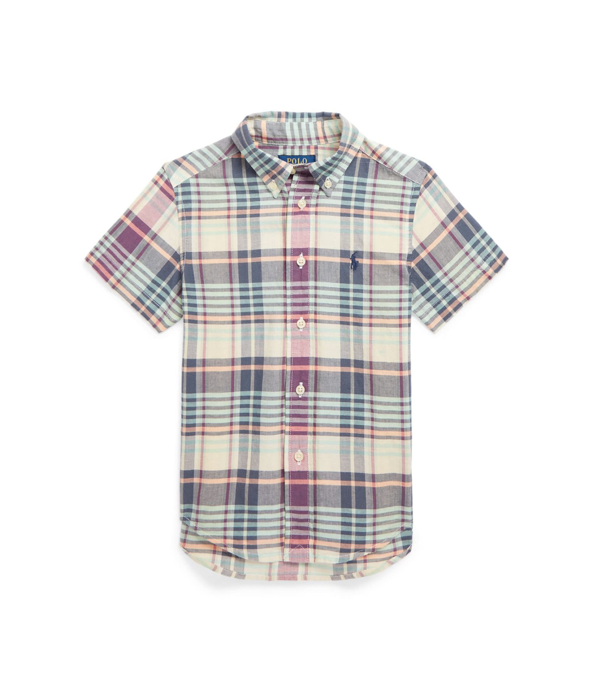 Рубашка с коротким рукавом из хлопка цвета индиго (для малышей) Polo Ralph Lauren