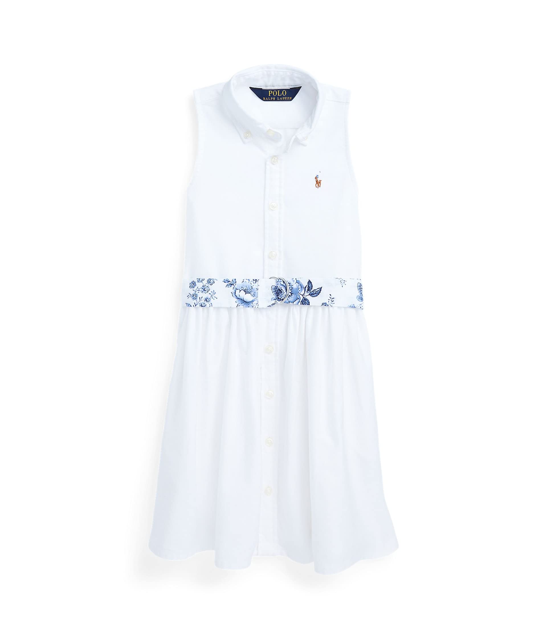 Хлопковое платье-рубашка Оксфорд с поясом (для малышей) Polo Ralph Lauren