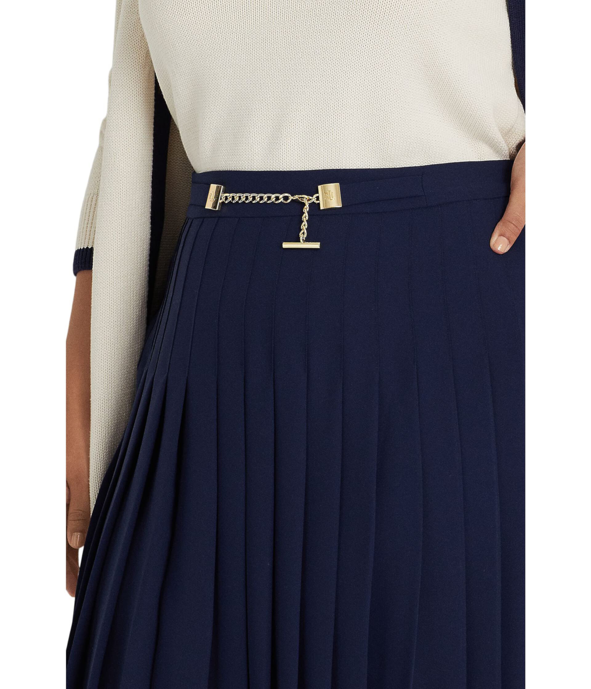 Плиссированная юбка из жоржета больших размеров LAUREN Ralph Lauren