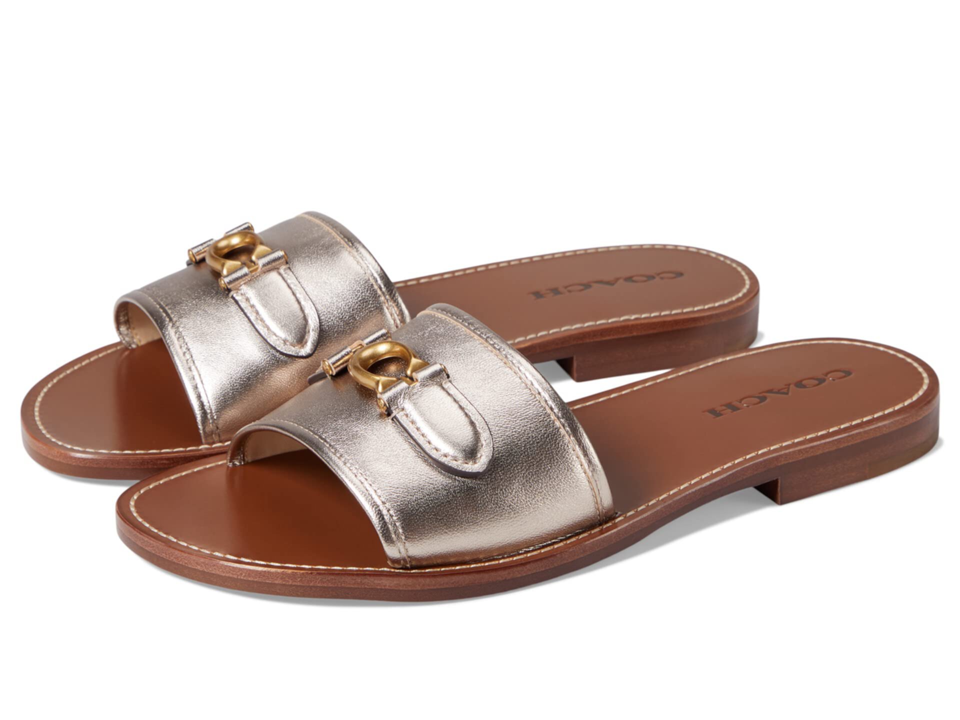 Ina Metallic Leather Sandal Coach