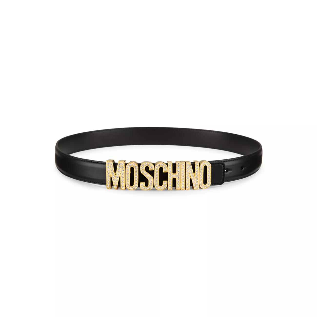 Кожаный ремень с логотипом Moschino
