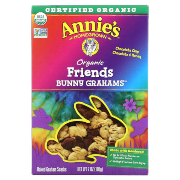 Organic Friends Baked Bunny Graham Snacks, Chocolate Chip, Chocolate & Honey, 7 oz (198 g) Annie's