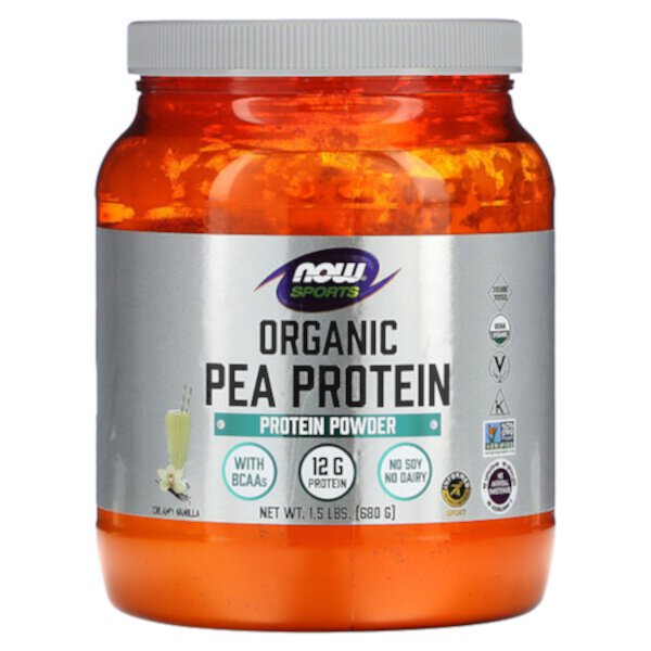 Sports, Organic Pea Protein, Creamy Vanilla, 1.5 lbs (680 g) NOW Foods