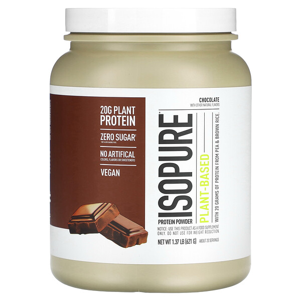 Протеиновый порошок на растительной основе, шоколад, 1,37 фунта (621 г) Isopure