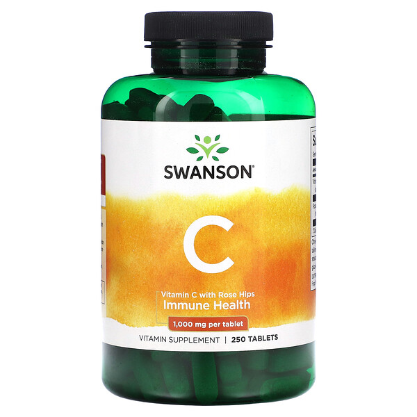 Vitamin C With Rose Hips, 1,000 mg, 250 Tablets (Таблетки) Swanson