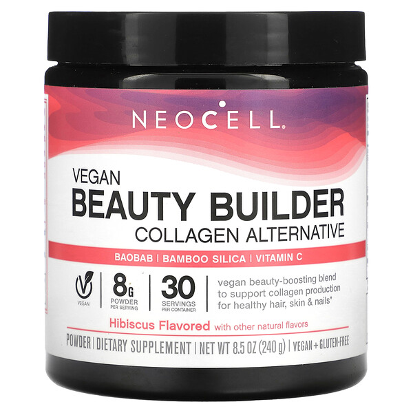 Альтернативный коллагеновый порошок Vegan Beauty Builder, гибискус, 8,5 унций (240 г) Neocell