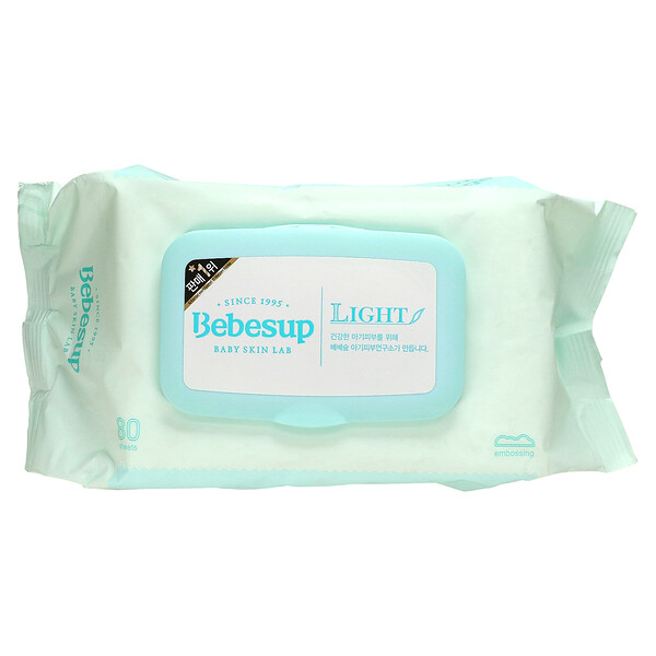 Baby Skin Lab, Baby Wipes, Light, 80 Sheets Bebesup
