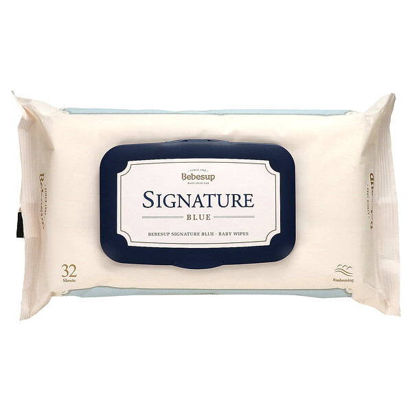 Baby Wipes, Signature Blue, 32 Sheets Bebesup