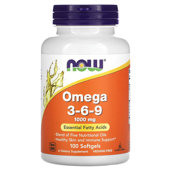 Omega 3-6-9, 1,000 mg, 100 Softgel NOW Foods