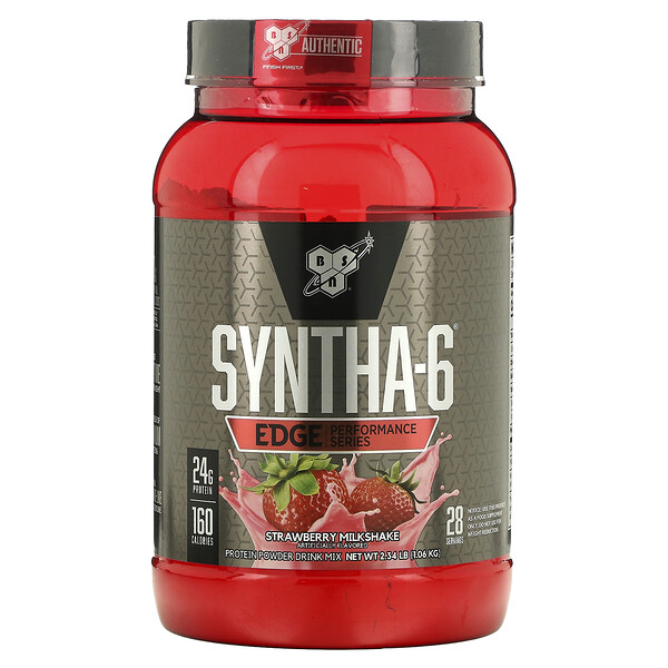 Syntha-6 Edge, Протеиновая порошковая смесь для питья, клубничный молочный коктейль, 1,06 кг (2,34 фунта) BSN