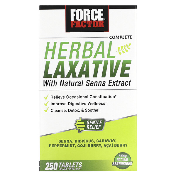 Полное травяное слабительное с натуральным экстрактом сенны, 250 таблеток Force Factor