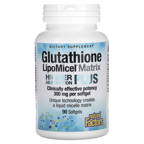 Глутатион LipoMicel Matrix, 300 мг, 90 мягких таблеток Natural Factors